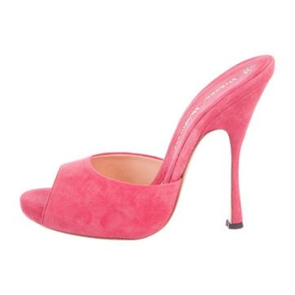 Vivienne Westwood Shoes - VIVIENNE WESTWOOD PINK SUEDE SLIDE SANDALS SLIP ON